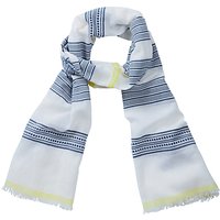 Pure Collection Textured Stripe Scarf, Blue / Lime