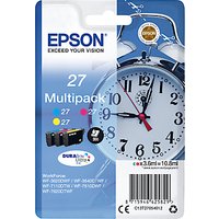 Epson Alarm Clock T2705 Colour Inkjet Printer Cartridge Multipack, Pack Of 3