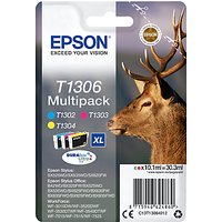 Epson Stag T1306 XL Inkjet Printer Cartridge Multipack, Pack Of 3