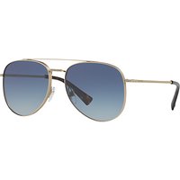 Valentino VA2007B Crystal Detail Aviator Sunglasses, Gold/Blue Gradient