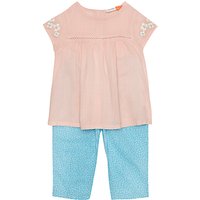John Lewis Baby Floral Top And Bottoms, Pink/Turquoise