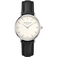 ROSEFIELD TWBLS-T54 Women's The Tribeca Leather Strap Watch, Black/White
