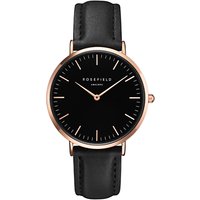 ROSEFIELD BBBR-B11 Women's The Bowery Leather Strap Watch, Black