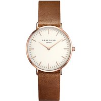 ROSEFIELD TWBRR-T55 Women's The Tribeca Leather Strap Watch, Tan/White
