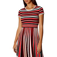 Karen Millen Graphic Stripe Knitted Flared Dress, Multi