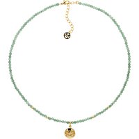 Melissa Odabash Jade Bead Lotus Pendant Necklace, Green/Gold