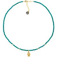 Melissa Odabash Turquoise Bead Hamsa Hand Necklace, Blue/Gold