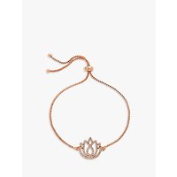 Melissa Odabash Crystal Lotus Charm Box Chain Bracelet, Rose Gold