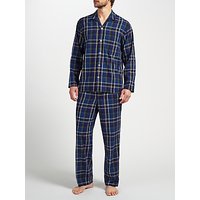 John Lewis Tauru Check Brushed Cotton Pyjamas, Navy