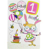 Rachel Ellen Age 1 Rabbit And Balloons Birthday Card