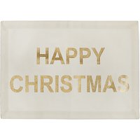 John Lewis Happy Christmas Placemat, White/Gold