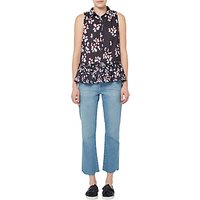 French Connection Eva Crepe Top, Utility Blue/Multi