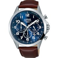 Lorus RT379FX9 Men's Chronograph Date Leather Strap Watch, Maroon/Blue