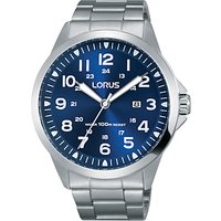 Lorus RH925GX9 Men's Date Bracelet Strap Watch, Silver/Blue