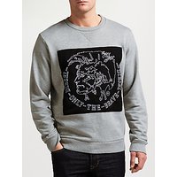 Diesel S-Samuel Graphic Print Sweatshirt, Light Grey Melange
