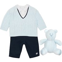 Emile Et Rose Baby V-Neck Jumper, Shirt & Trousers Set, Blue