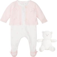 Emile Et Rose Bow All-in-One Three Piece Set, Pink/White