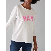 Selfish Mother Mama 3/4 Length Sleeve T-Shirt, White/Neon Pink