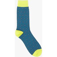 Ted Baker Reveaux Diamond Spot Organic Cotton Blend Socks, One Size, Dark Blue