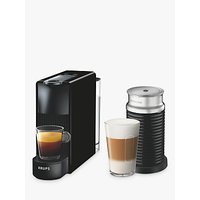 Nespresso Essenza Mini Coffee Machine With Aeroccino By KRUPS, Black