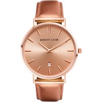 Abbott Lyon Women's Stellar 40 Date Leather Strap Watch, Rose Gold