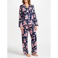 John Lewis Vanessa Floral Print Pyjama Set, Navy/Pink