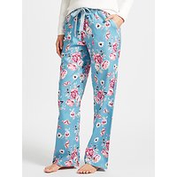 John Lewis Vanessa Floral Print Pyjama Bottoms, Teal/Pink