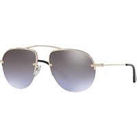 Prada PR 58OS Aviator Sunglasses, Pale Gold/Mirror Violet
