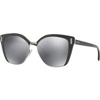 Prada PR 56TS Square Sunglasses, Matte Black/Mirror Grey