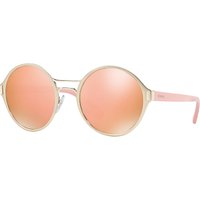 Prada PR 57TS Round Sunglasses, Silver Blush/Mirror Orange