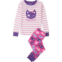 Hatley Children's Feline Sleepy Applique Pyjamas, Pink