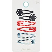 John Lewis Girls' Hair Clips, Pack Of 6, Red/Blue