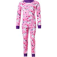 Hatley Children's Rainbow Unicorns Pyjama Set, Pink