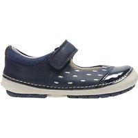 Clarks Children's Softly Lou Rip-Tape First Shoes, Navy/White