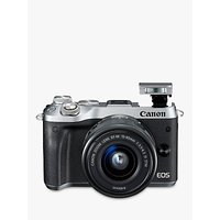 Canon EOS M6 Compact System Camera With EF-M 15-45mm IS STM Lens, HD 1080p, 24.2MP, Wi-Fi, Bluetooth, NFC, 3.0 LCD Tiltable Touch Screen, Silver