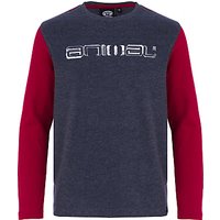Animal Boys' Long Sleeve Logo T-Shirt, Navy/Red