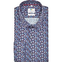 Richard James Mayfair Cube Print Slim Fit Shirt, Blue