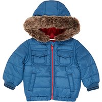 John Lewis Baby Faux Fur Hood Coat, Blue
