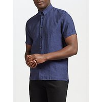 J.Lindeberg Daniel Slim Fit Linen Shirt, Dark Blue