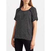 Collection WEEKEND By John Lewis Micro Floral Print Short Sleeve Top, Black/White