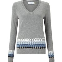 Collection WEEKEND By John Lewis Ombre Hearts V-Neck Sweater, Grey/Blue