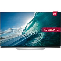 LG OLED65E7V OLED HDR 4K Ultra HD Smart TV, 65 With Freeview Play, Picture-On-Glass Design & Dolby Atmos Sound Bar Stand, Silver