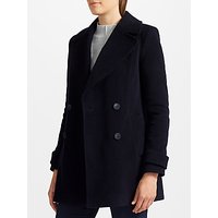 John Lewis Relaxed Double Breasted Pea Coat, Navy