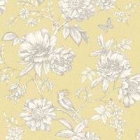 Gold Menagerie Yellow Floral Mica Wallpaper