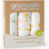 Gro Company GroMuslin Large Muslin Cloths, Pack Of 3, Dove Grey