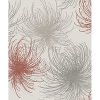 Gold Cosmo Red Floral Glitter Effect Wallpaper