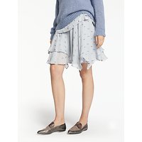 Modern Rarity Silk Clipped Jacquard Skirt, Sky Blue