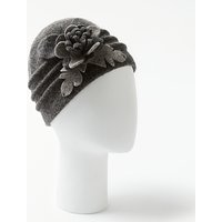 John Lewis Wool Flower Applique Cloche Hat, Grey
