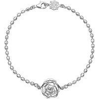 Dower & Hall Wild Rose Flower Charm Chain Bracelet, Silver