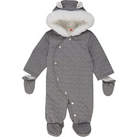 John Lewis Baby Star Quilted Snowsuit, Grey